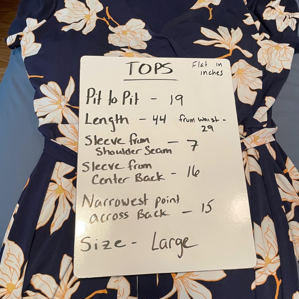 Tahari Women's Dress Large Short Sleeve V-Neck Floral Party Wrap Knee Length - Picture 8 of 8
